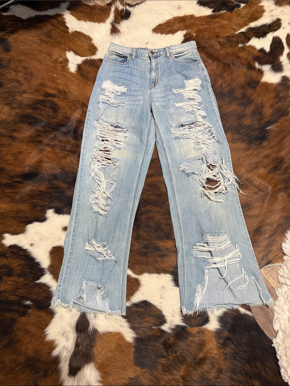 Light Blue Distressed Women’s High Rise Jeans